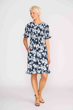 Foil Shirred Body and Sleeve Dress TP14536